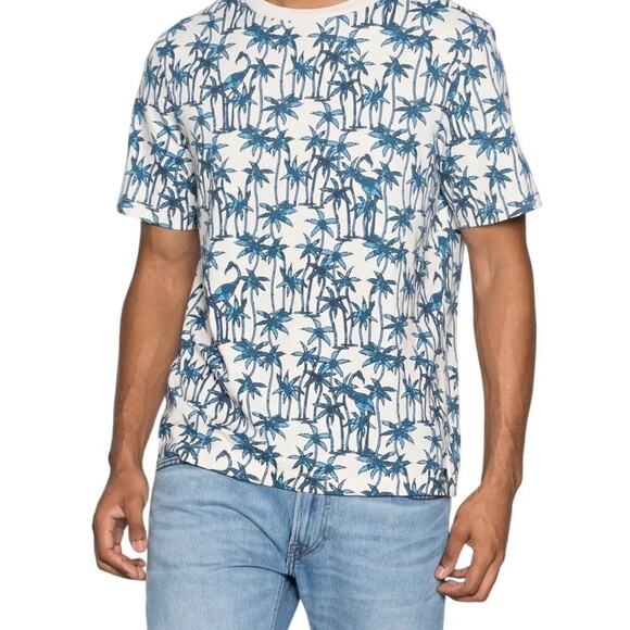 Scotch & Soda Men's 100% Organic Cotton T Shirt Bermuda Palm Print Size XXL - Picture 1 of 9